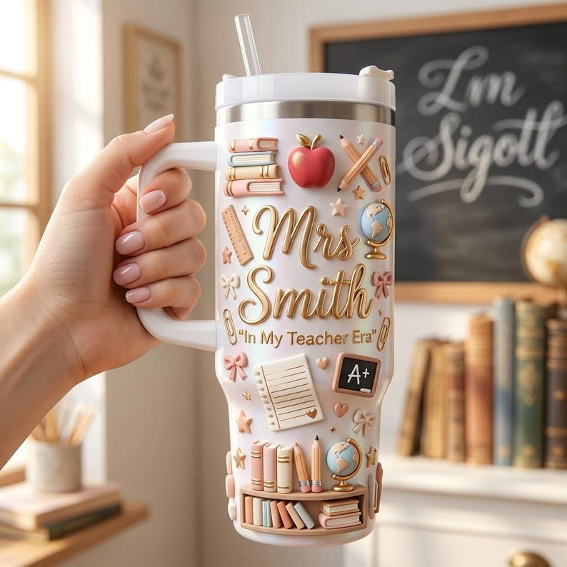 Personalized Teacher Tumbler, Custom Classroom Travel Mug, Back to School Appreciation Gift 15