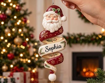 Personalized Christmas Wind Spinner Acrylic Ornament, Custom Spiral Character Keepsake, Winter Tree Hanging Decor