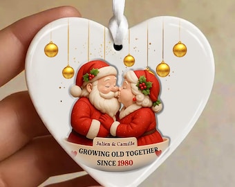 Santa Old Couple Ornament 2025, Growing Old Together Keepsake, Personalized Grandparents Christmas Gift, Cute Elderly Couple Holiday Decor