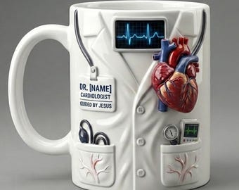 Personalized Cardiologist Mug, Custom Doctor Coffee Mug, Christian Doctor Gift, Medical Office Mug, Heart Doctor Gift