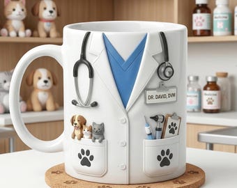 Personalized DVM Doctor Mug, Veterinarian Mug, Gift for Animal Doctor, Veterinary Appreciation Gift