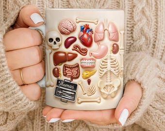 Personalized Anatomy Mug, Medical Student Coffee Mug, Human Anatomy Design Ceramic Cup, Gift for Doctor Nurse Student