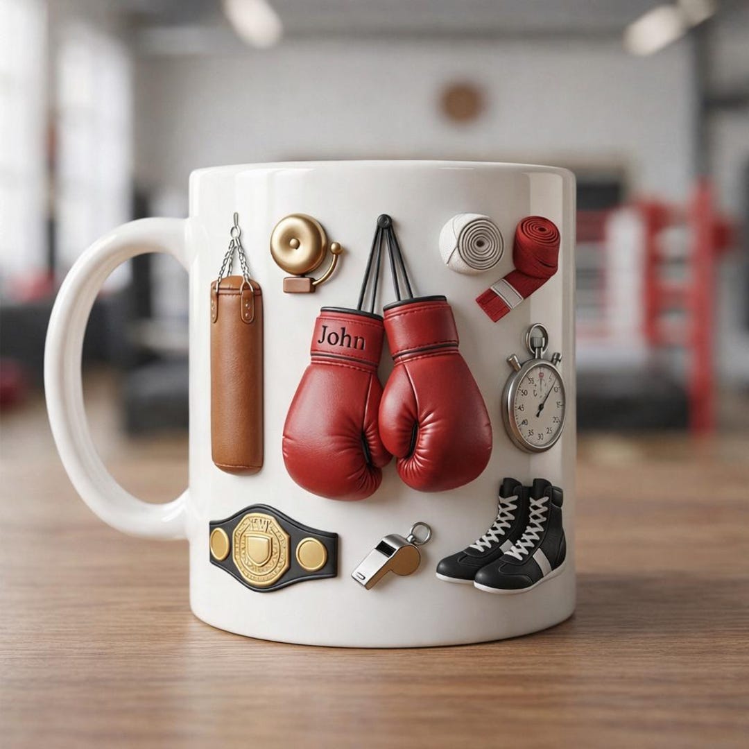 Personalized Boxing Ceramic Mug, Custom Name Sports Cup, Fighter ...