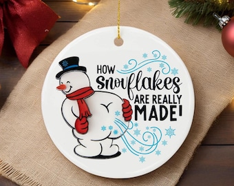 How Snowflakes Are Really Made Ornament 2025, Funny Snowman Gag Gift, White Elephant Secret Santa Idea, Humorous Christmas Decor