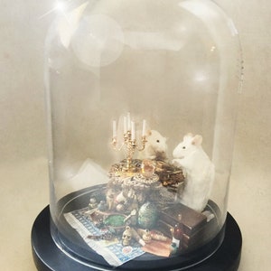 LIMITED STOCK The Séance Taxidermy Mice Handmade Anthropomorphic Mouse Scene in Cloche Dome image 3