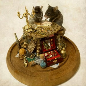 LIMITED STOCK The Séance Taxidermy Mice Handmade Anthropomorphic Mouse Scene in Cloche Dome image 4