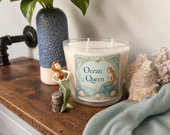 Ocean Queen Mermaid Candle Handmade Natural Soy Wax