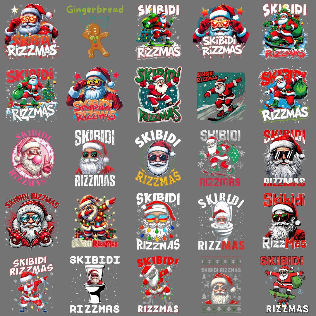 Skibidi Rizzmas PNG – Funny Santa Meme Christmas Holiday Humor Clipart ...