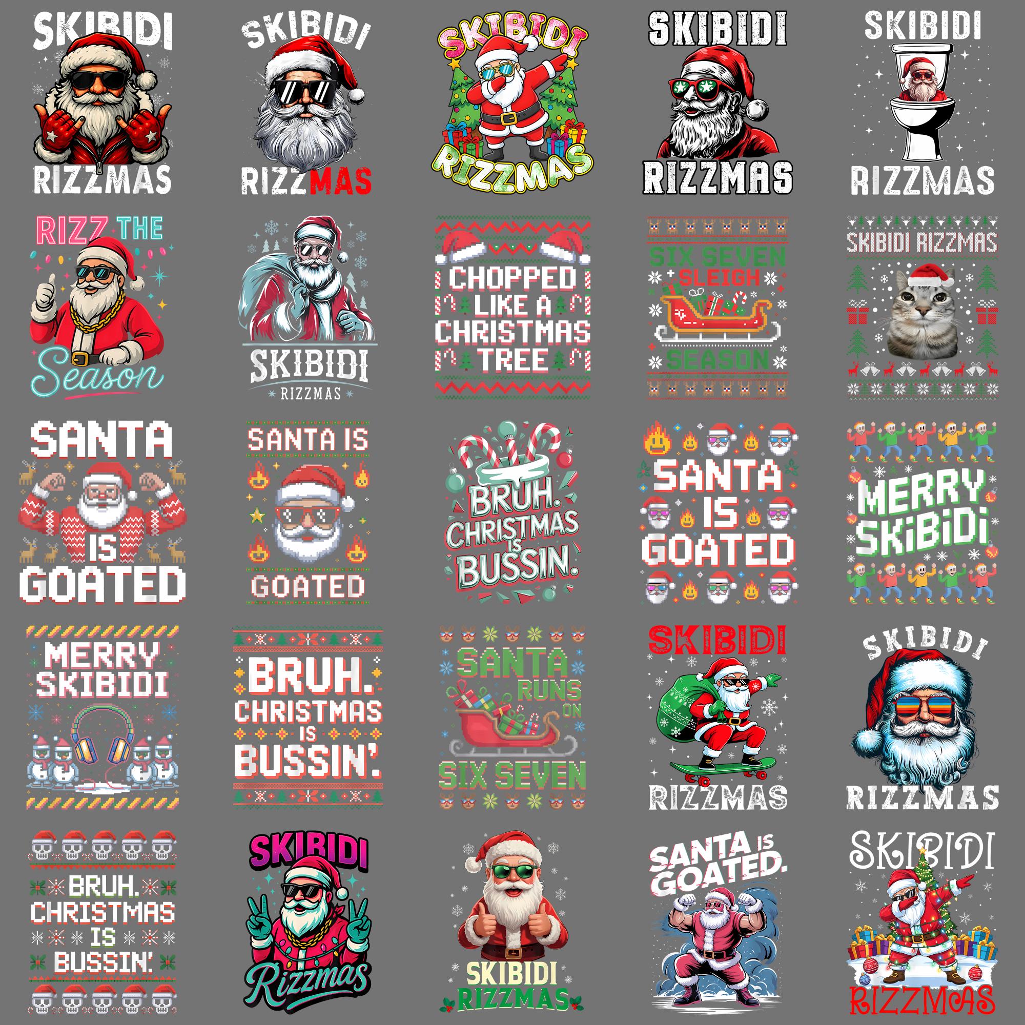 Skibidi Rizzmas PNG – Funny Santa Meme Christmas Holiday Humor Clipart ...