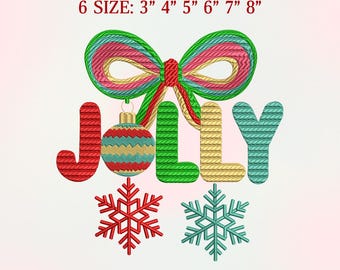 Holly Jolly Embroidery Design, 6 Sizes, Formats Dst Exp Hus Jef Pes Sew Shv Vip Vp3 Xxx, Christmas Machine Embroidery, Instant Download