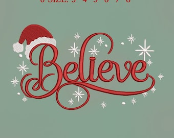 Believe Christmas Embroidery Design, Jingle Quote (Digital Download DST)