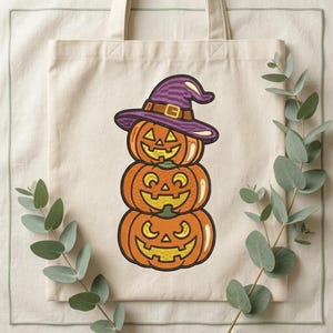 Jack O Lantern Trio Embroidery Design, Stacked Pumpkin Halloween Applique, Kids Trick Or Treat Shirt, Machine Embroidery, Instant Download