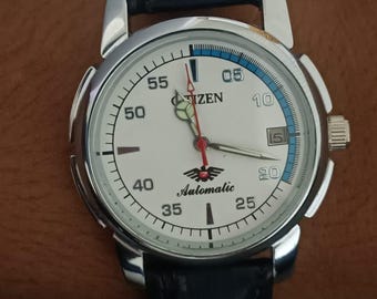 Vintage Citizen 36MM Automatic 8200 Japan Made Day-Date White Dial Men's Wrist Watch