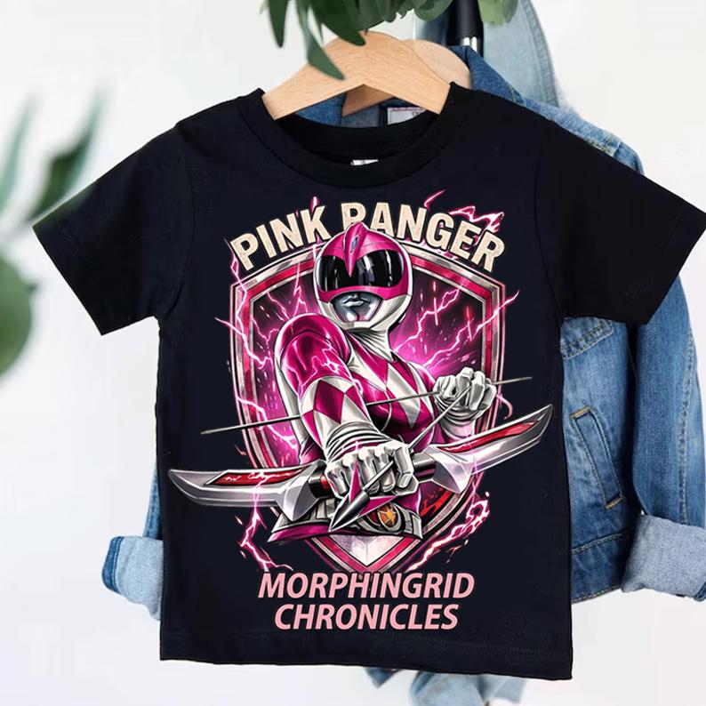 Pink Power Ranger Merchandise Pink Ranger Mighty Morphin Power Rangers Youth T-shirt Kids Super Hero ...