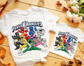 Power Rangers Mighty Morphin Team Jugend T-Shirt Kinder Superheld Rangers Shirt Rot Blau Grün Pink Schwarz Gelb Ranger Tee Passendes Geschenk