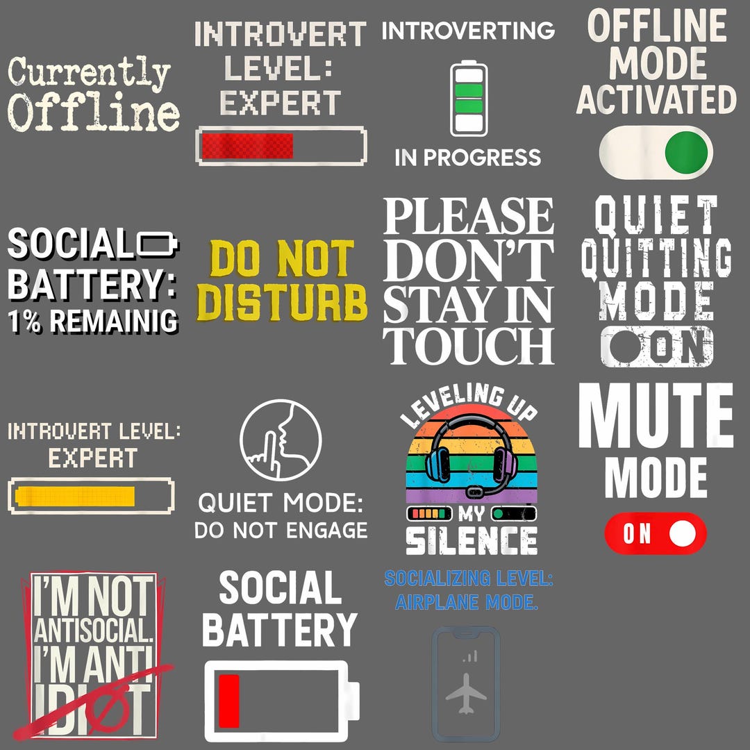 Funny Introvert Quote PNG – Meme Humor Retro Clipart, Sublimation ...