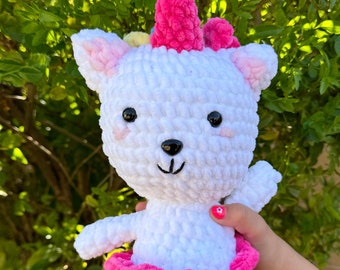 Finished plushie, unicorn cat mermaid, crochet toy or gift