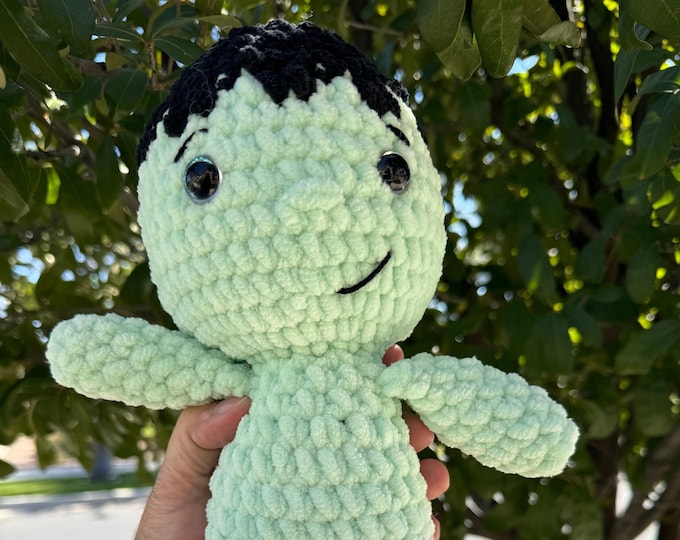 Crochet Green Superhero Amigurumi Plush, green superhero plush, superhero nursery, kids superhero gift, Handmade Gift