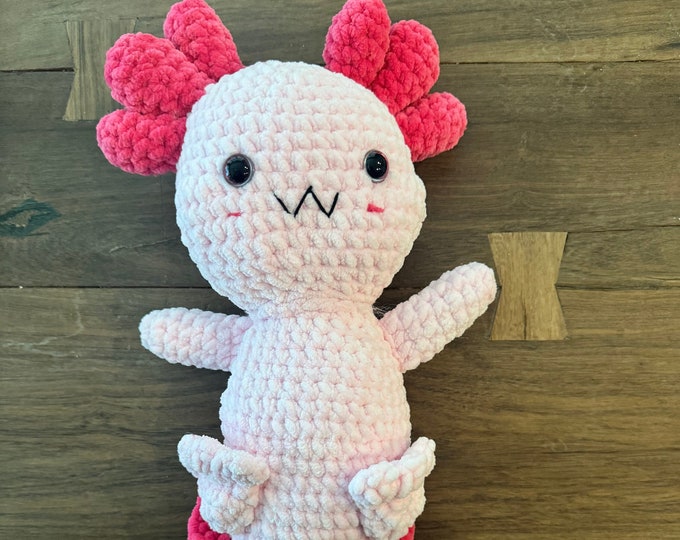 Crochet Large Axolotl Amigurumi Plush, crochet sea creature, amigurumi ocean, ocean plush, Handmade Gift