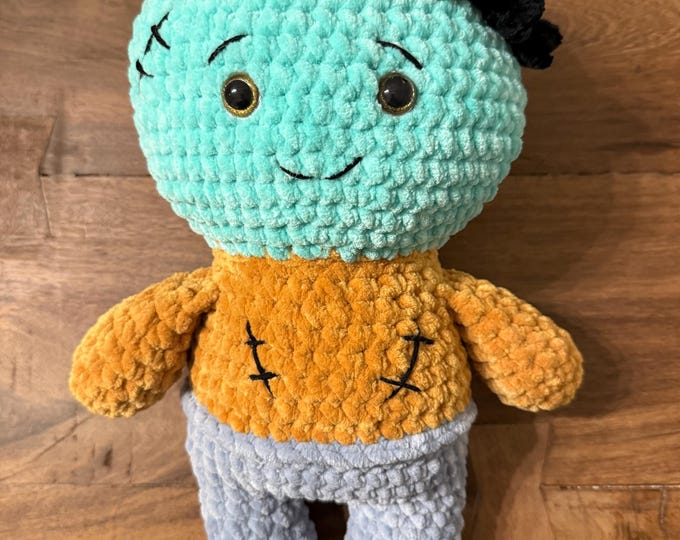 Crochet Zack The Zombie Amigurumi Plush, crochet plush, amigurumi decor, desk buddy, Handmade Gift