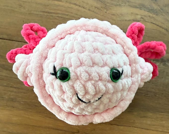 Crochet Axolotl Squishy Stress Ball Amigurumi Plush, crochet stress ball, fidget toy, sensory toy, Handmade Gift