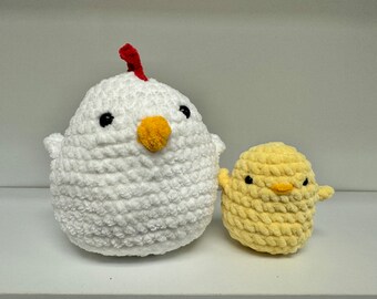 Finished Plushie Chicken and chick, crochet toy or gift, amigurumi