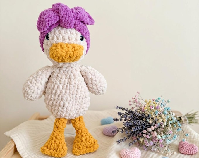 Crochet Duck Baby Lovey Amigurumi Plush, baby lovey blanket, crochet lovey, security blanket, Handmade Gift
