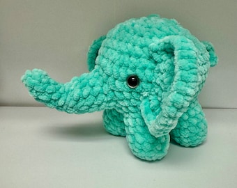 Finished Plushie, Esther the Elephant, a crochet gift or toy