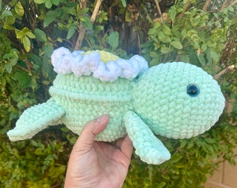 Finished Plushie, Daisy the sea turtle, a crochet gift or toy