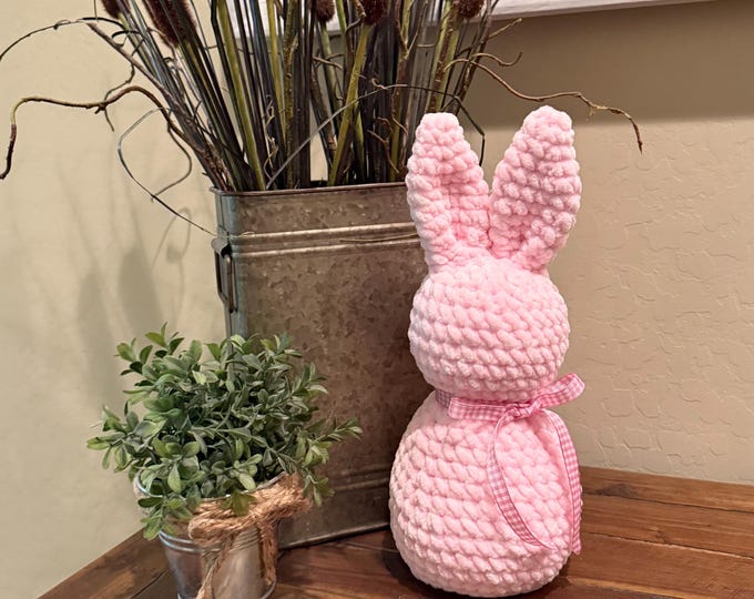 Crochet Pink Bunny Amigurumi Plush, easter basket stuffer, crochet bunny, easter bunny plush, Handmade Gift