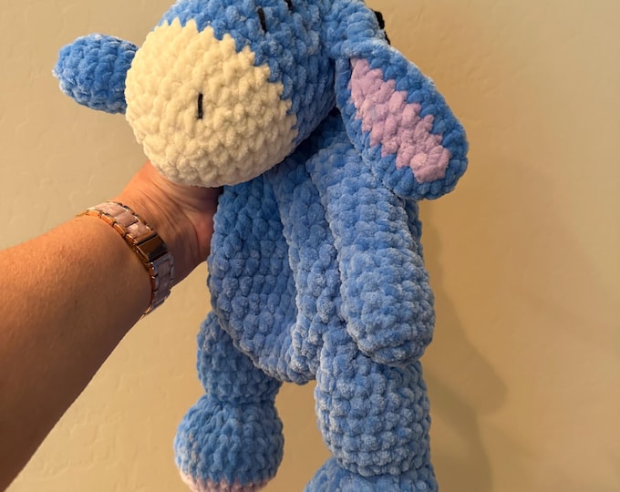 Crochet Gray Donkey Inspired Baby Lovey Blanket Amigurumi Plush, winnie the pooh nursery,  hundred acre wood.....Bestseller!!