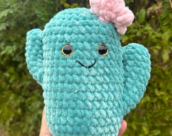 Finished Plushie, Carly the Cactus, a crochet gift or toy
