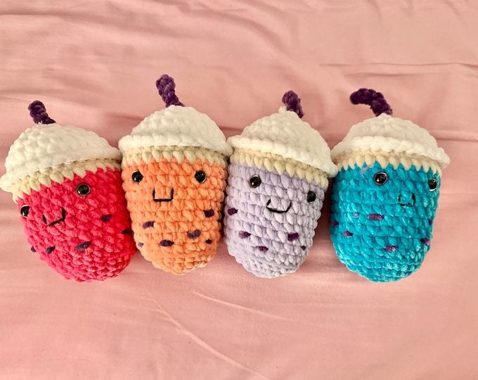 Crochet Boba Tea Amigurumi Plush, crochet food plush, kawaii food, amigurumi dumpling, Handmade Gift