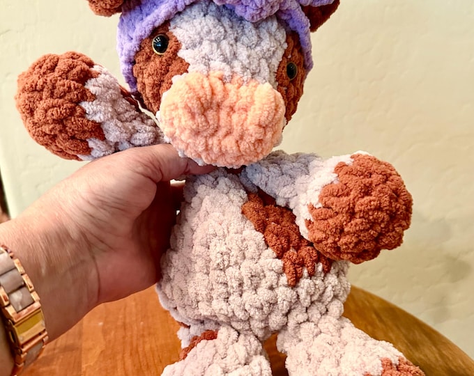 Crochet Cow Baby Lovey Blanket Amigurumi Plush, baby lovey blanket, crochet lovey, security blanket, Handmade Gift