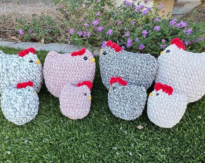 Crochet Mama And Baby Chickens Amigurumi Plush, crochet animal, amigurumi plush, stuffed animal, Handmade Gift