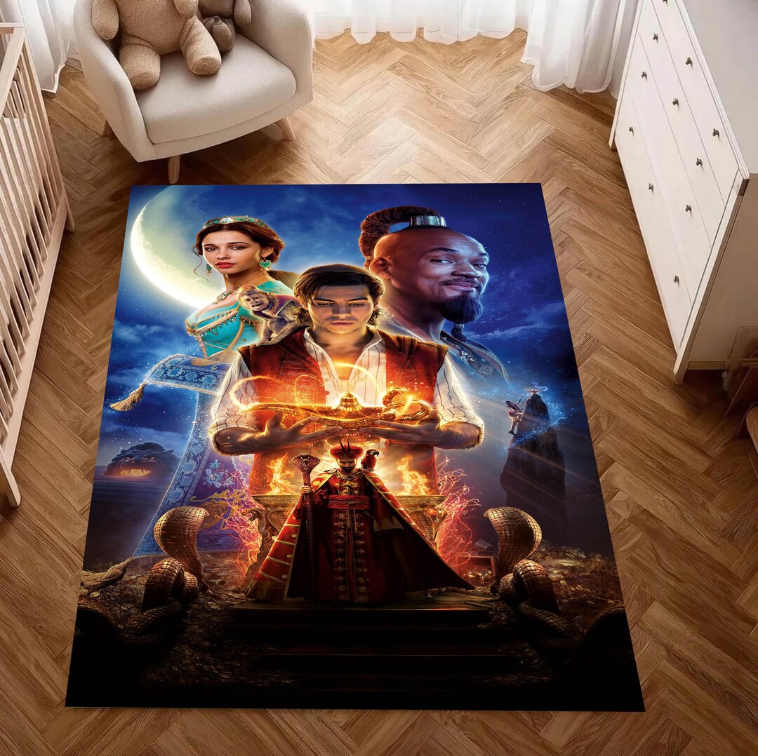 Aladdin Cartoon Carpet, Aladdins Magic Lamp Bamboo Soft Rug, Washable ...