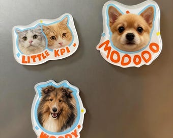 Custom Pet Portrait Fridge Magnet | Personalized Dog Cat Photo Magnet