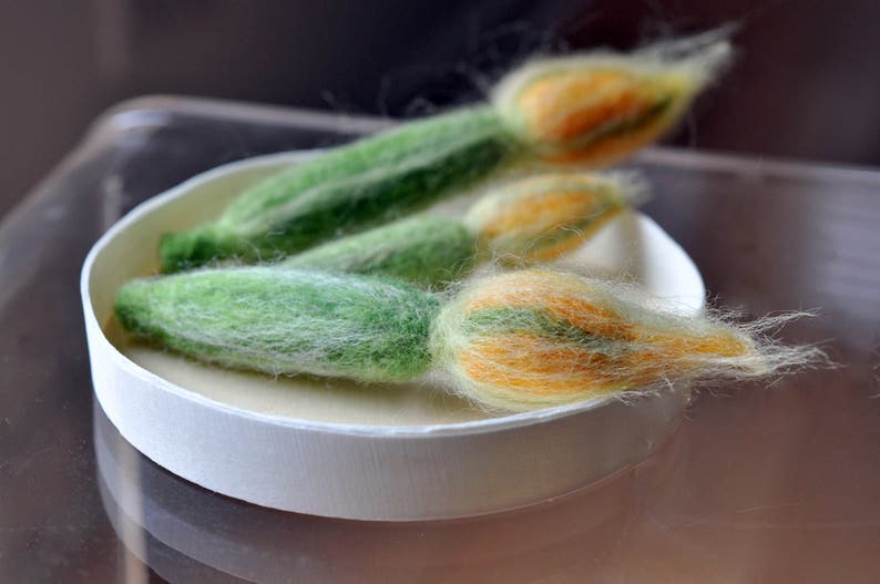 Play Food Zucchini With Blossoms Set of 3felted Vegetable Etsy Singapore