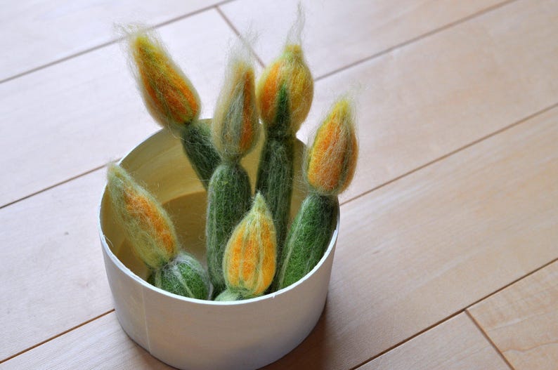 Play Food Zucchini With Blossoms Set of 3felted Vegetable Etsy Singapore