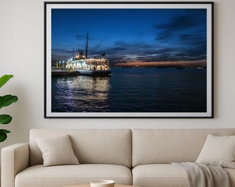 Istanbul City Photography Wall Art - Evening Bosphorus Digital Print