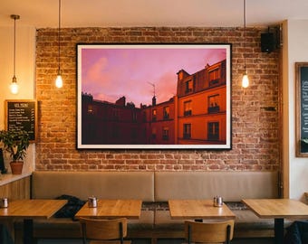 Paris Sunset Rooftop Print, Romantic Haussmann Architecture