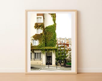 Paris Green Facade Photography Print: Ivy-Covered Building - Digital Download