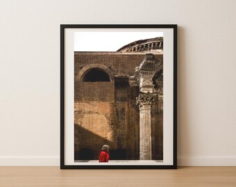 Solitude in Rome – Minimal Urban Moment with Ancient Wall - Pantheon Facade