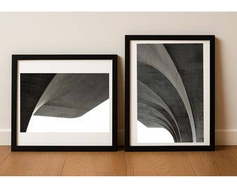 Minimal Architectural Curves – Abstract Concrete Geometry, Modern Wall Art, Digital Download