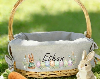 Personalized Easter Basket Liner, Custom Name Bunny Insert, Kids Decor