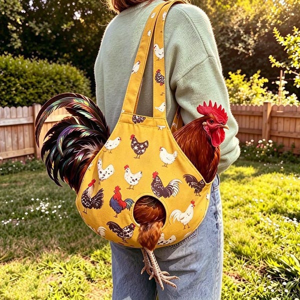 Personalized Chicken Carrier Bag, Embroidered Poultry Travel Tote, Small Chick Duck Pouch