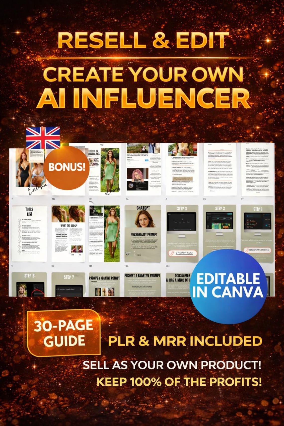 AI Influencer Guide | Create & Monetize Your AI Twin (canva, PLR) - Etsy