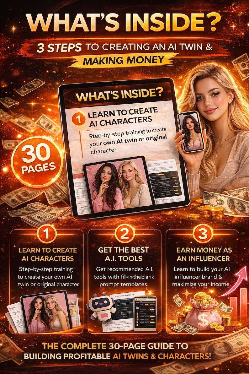 AI Influencer Guide | Create & Monetize Your AI Twin (canva, PLR) - Etsy