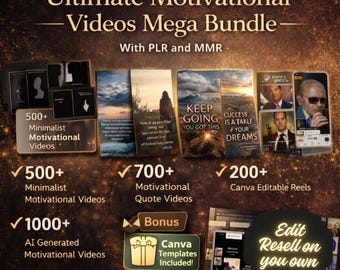 Motivations-Video Mega Bundle | 2000+ Reels, Shorts, Canva Vorlagen (Digitaler Download)
