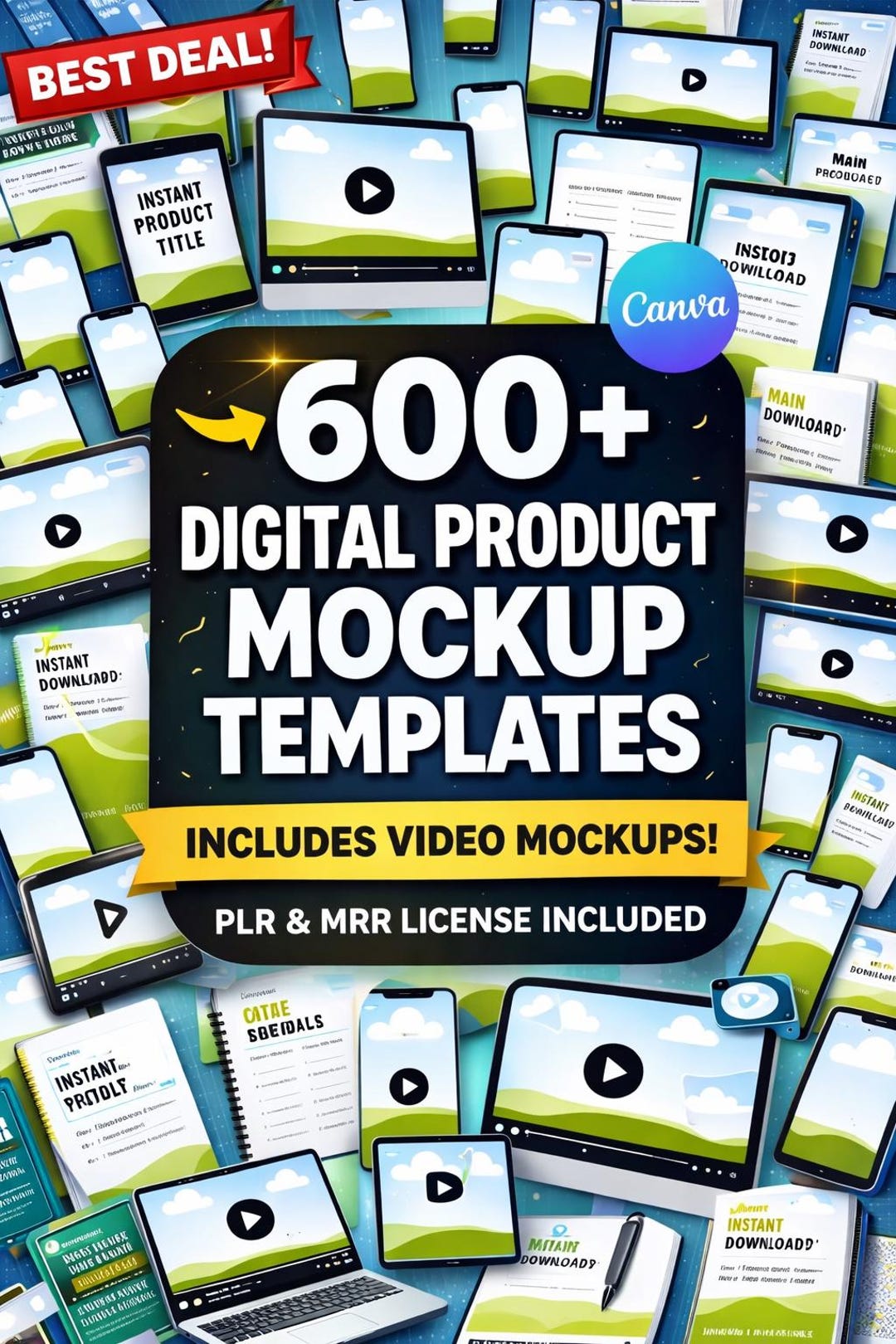 600+ Canva Mockup Templates | Digital Product Mockups, PLR MRR License ...